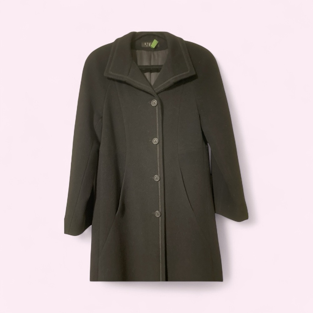 Steve by Searle Classic Black Cashmere Coat size 4-6 - Picture 6 of 14